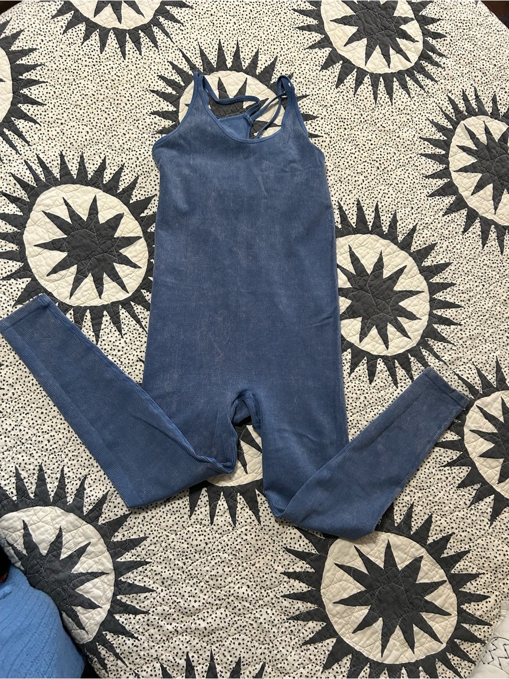 Fabletics Light Blue Ribbed Tank Jumpsuit